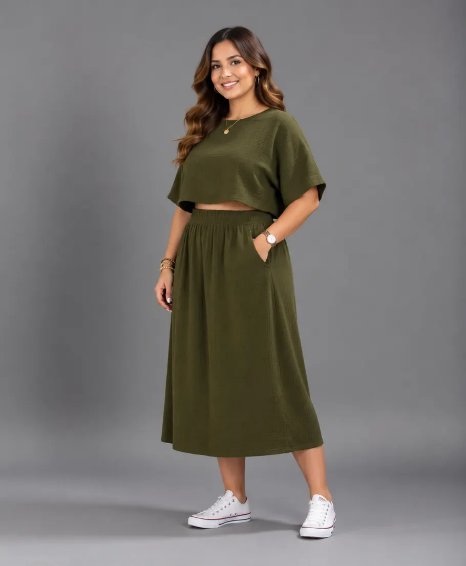 Lovshy Trendy Comfortable Top And Skirt Set nb - Image 4